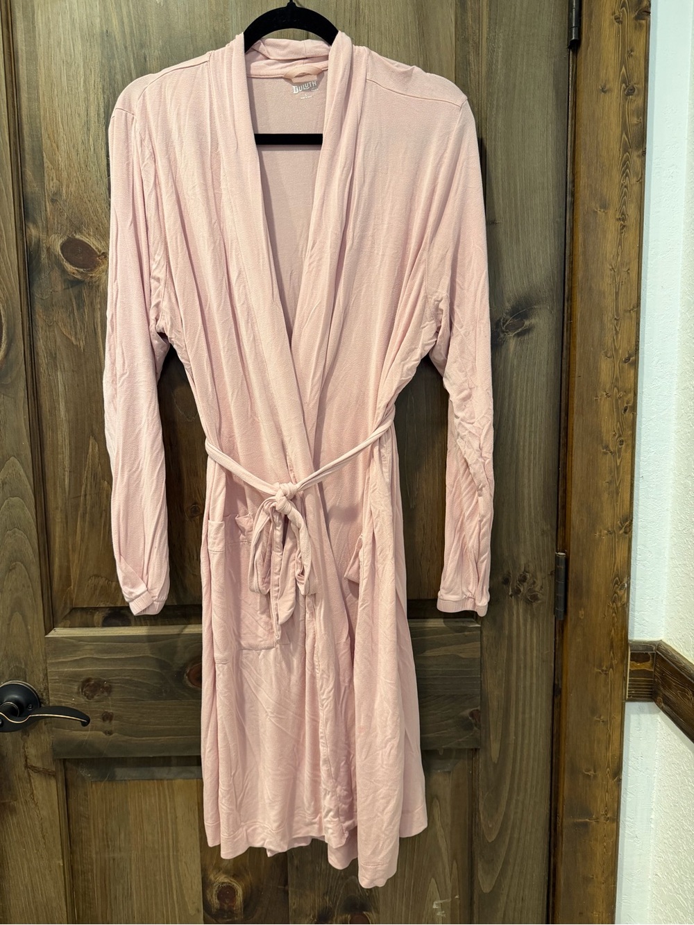 Duluth Trading Co Light Pink Women's Wrap Robe with Tie Belt